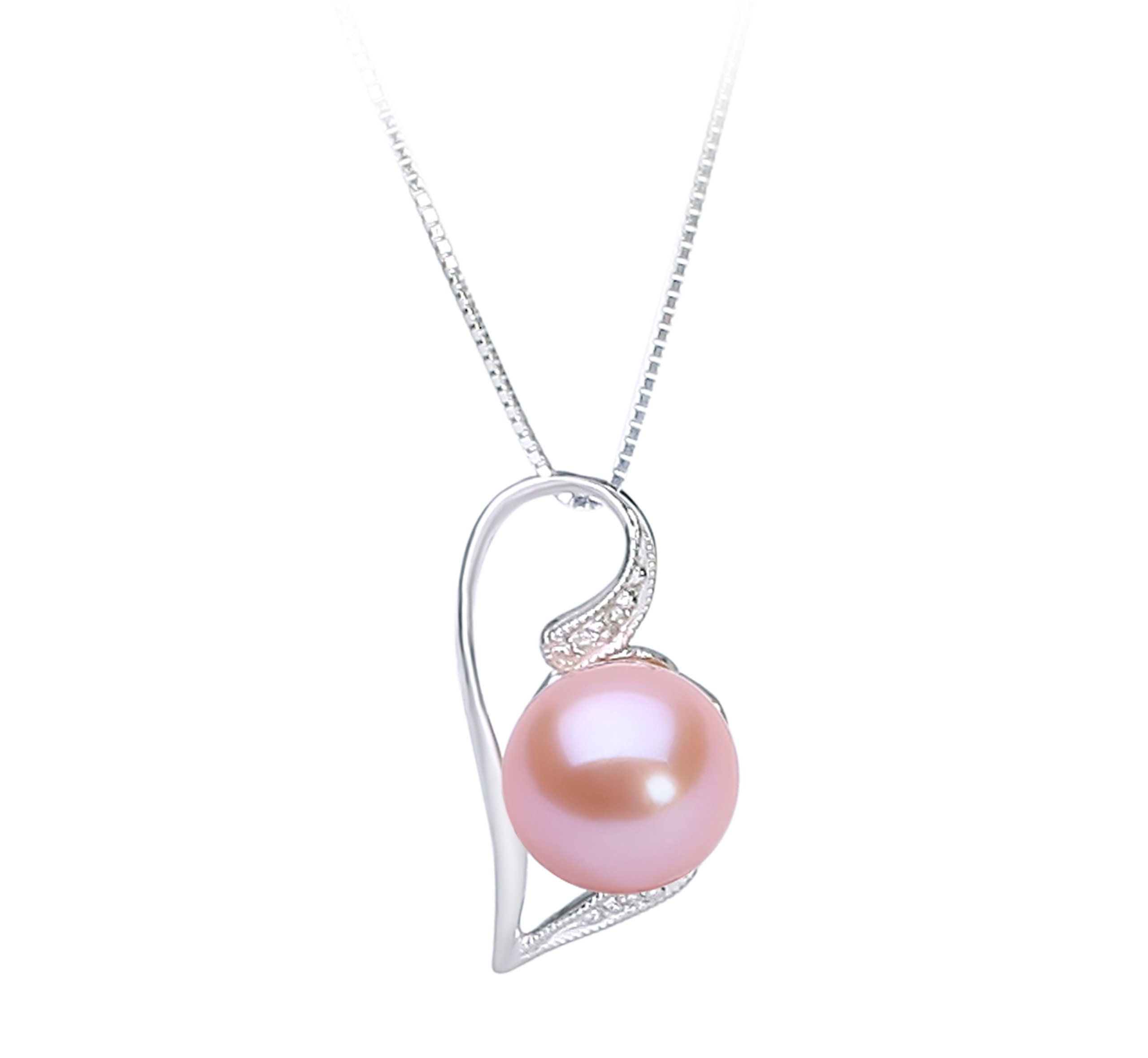 Carlin Pink 7-8mm AAAA Quality Freshwater 14K White Gold Cultured Pearl Pendant For Women