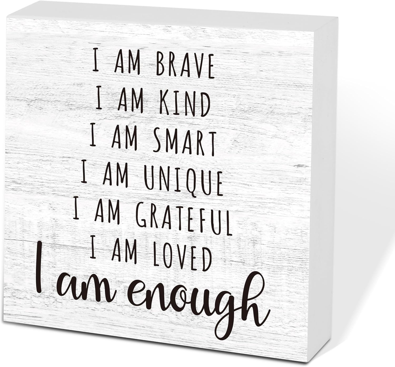 I am Kind I am Smart I am Brave Inspirational Wooden Box Sign Decorative Office Home Rusitc Desk