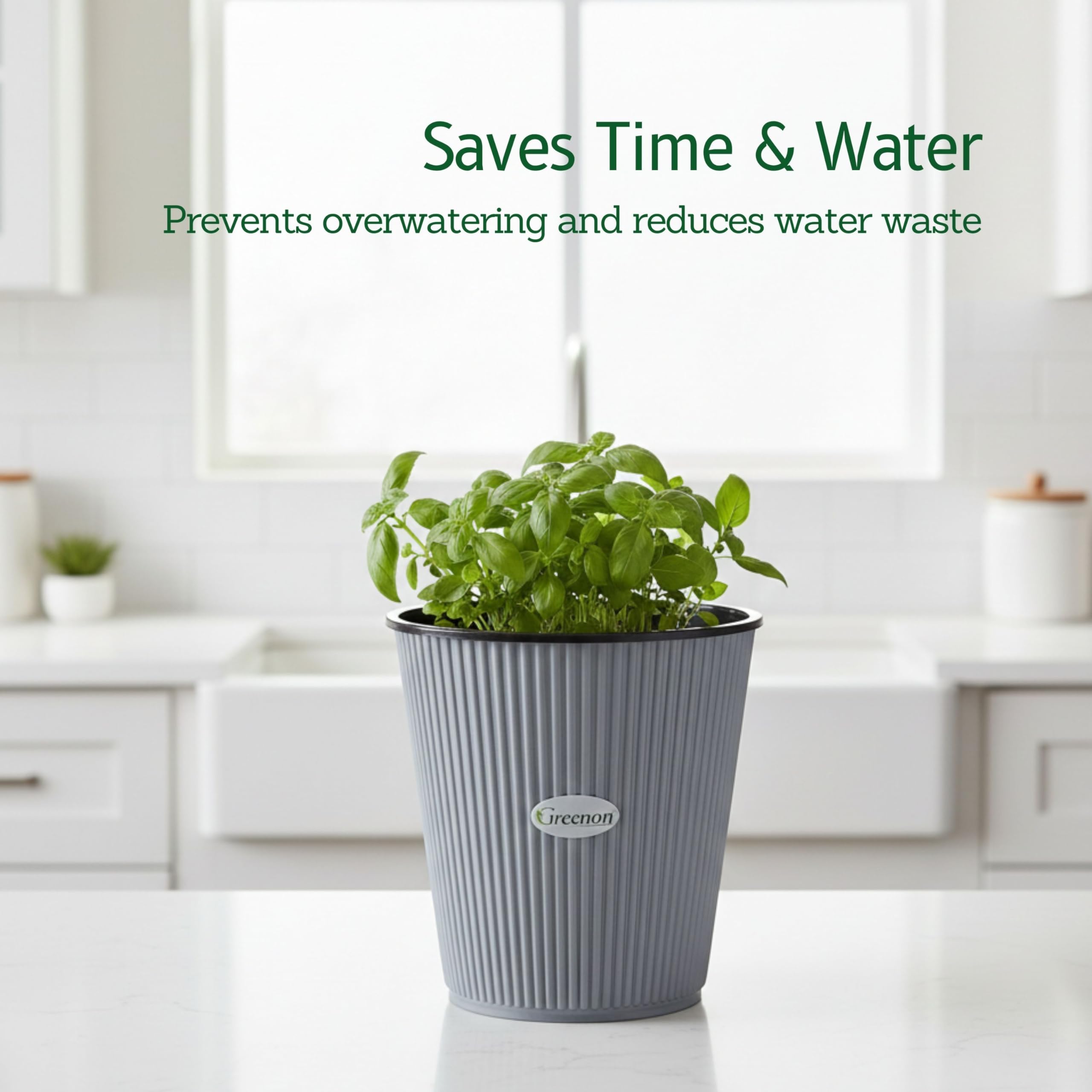GREENON 7" Self-Watering Plant Pots - Set of 8 -7 GREENON 7" Self-Watering Plant Pots - Set of 8 -7