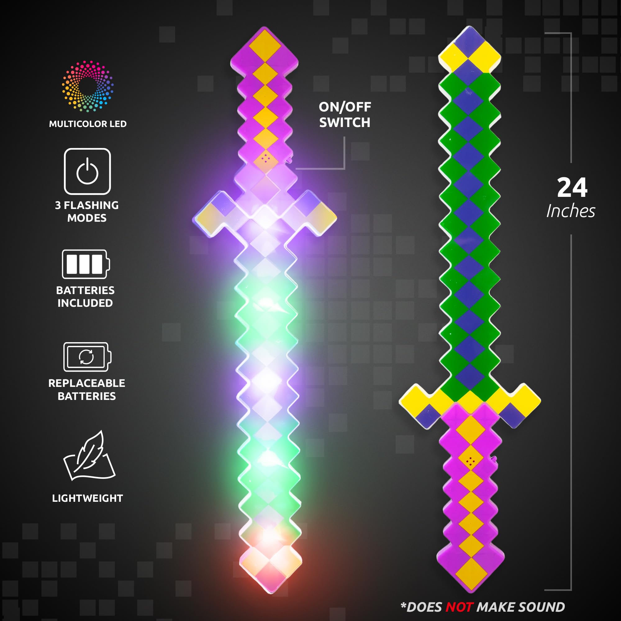 Amazon | ライトアップ ピクセル ソード 8ビット 子供用 | 24