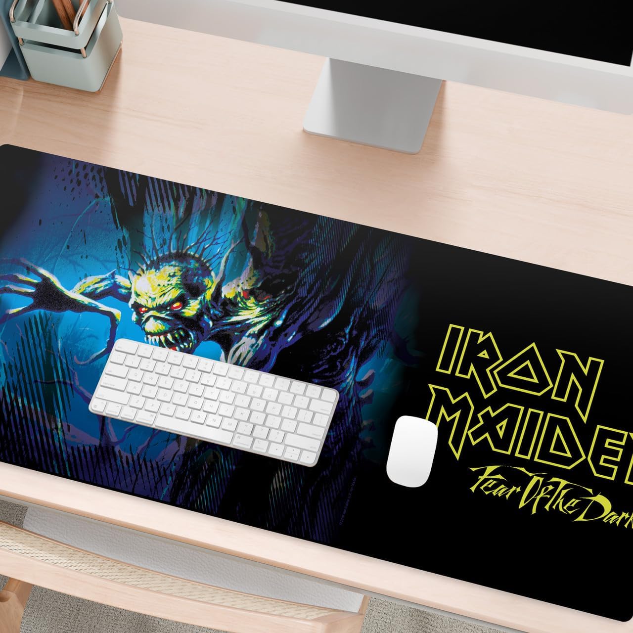 Head Case Designs Officially Licensed Iron Maiden Fear of The Dark Graphic Art 37.4 x 15.75 x 0.16 inches (900 x 400 mm) - XL Gaming Office Desk PC Keyboard Mouse Mat Pad