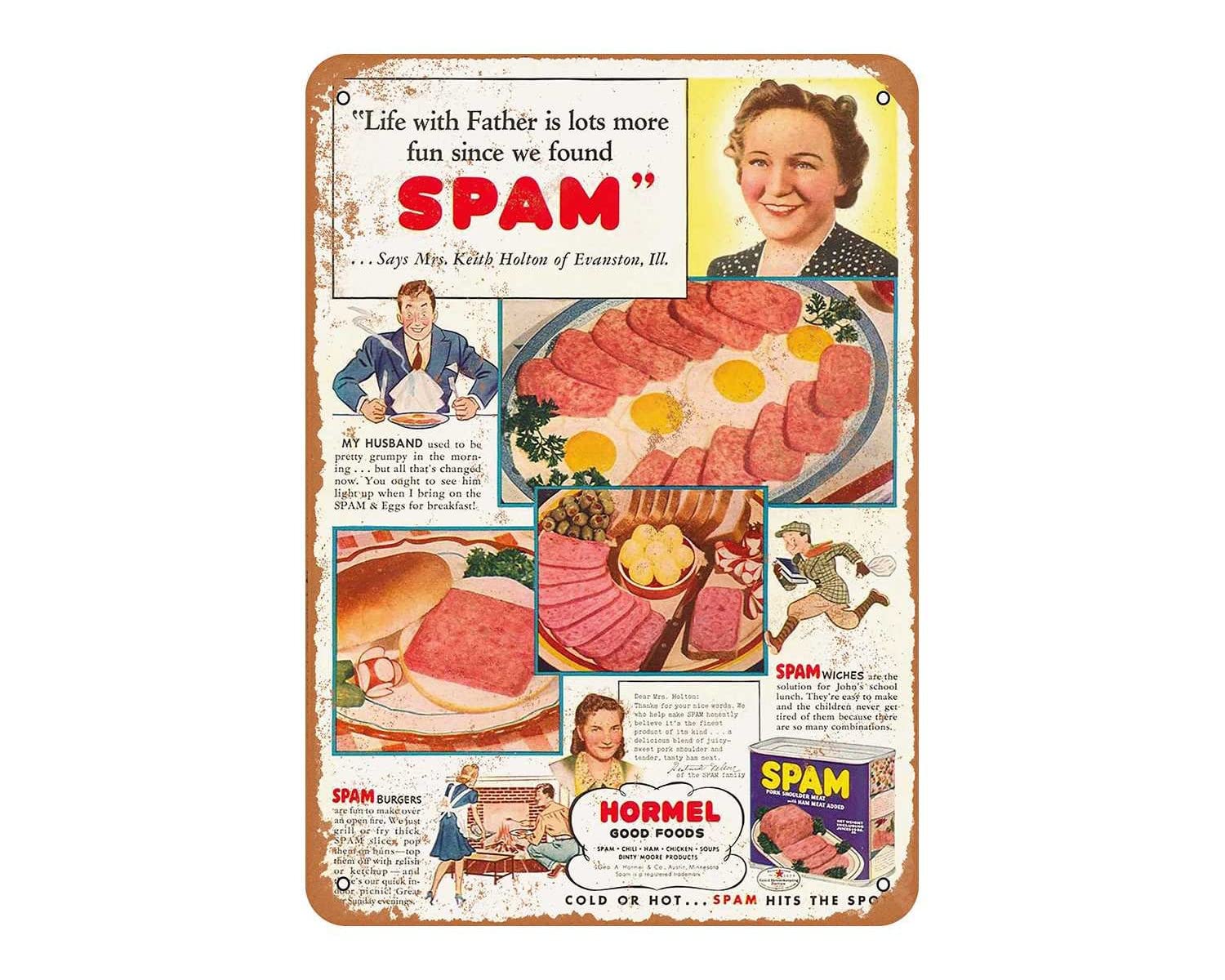 – Metal Sign 1941 Spam Hits the Spot Vintage Look Metal Sign 12X16inch Bar, Hotel, Office, Bedroom, Garden, Art Decoration.