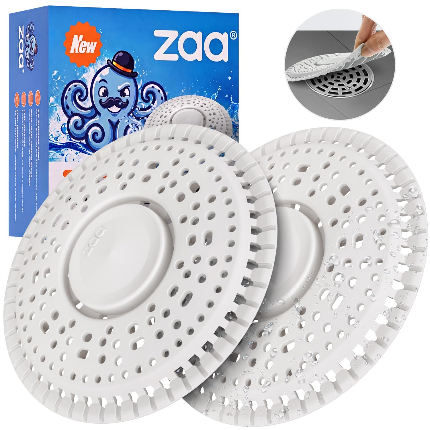 Zaa Shower Drain Hair Catcher Silicone Flat Floor Strainer Protector
