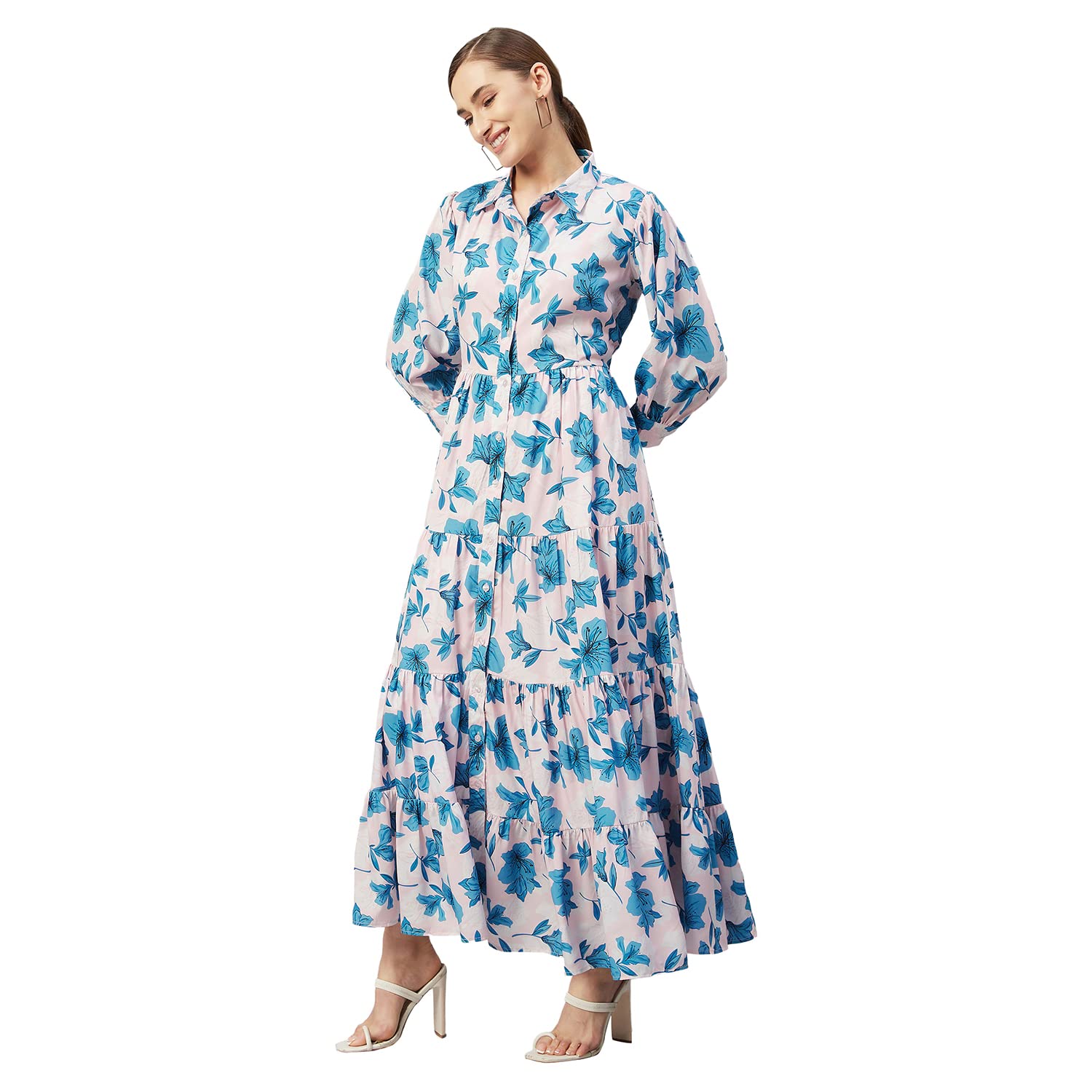 Rare Women's Crepe Fit And Flare Maxi Dress (Ep7509_Peach_Xl)