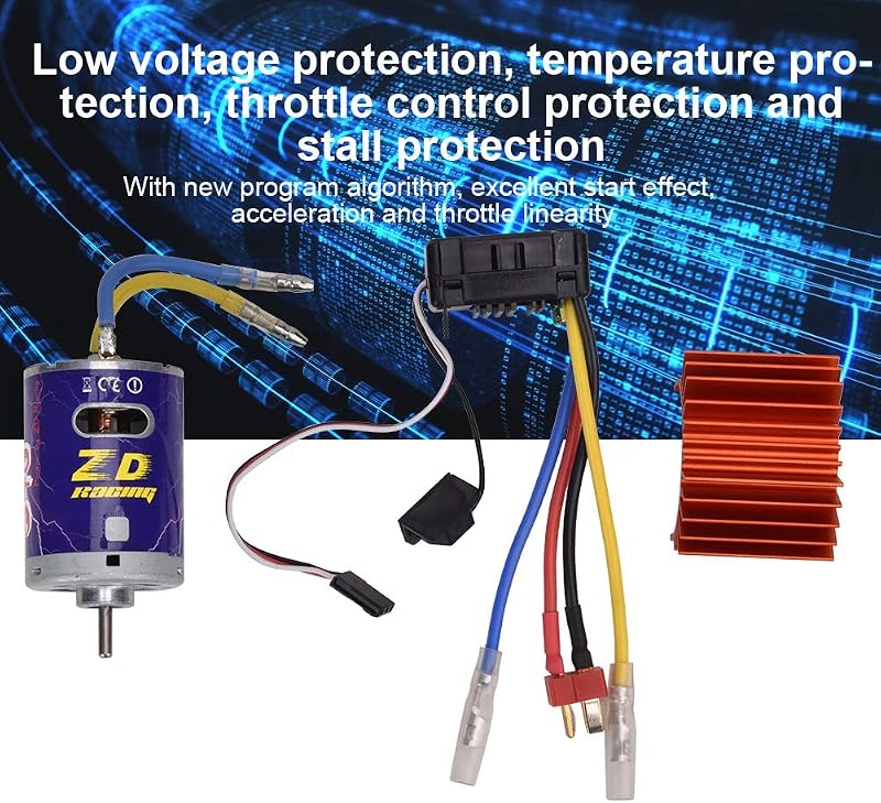Keenso 540 Brushed Motor Hűtőbordával és 45A ESC Készlet - 1/10 RC Távirányítós Autó Motor Szett Crawler Terepjáróhoz - Narancssárga