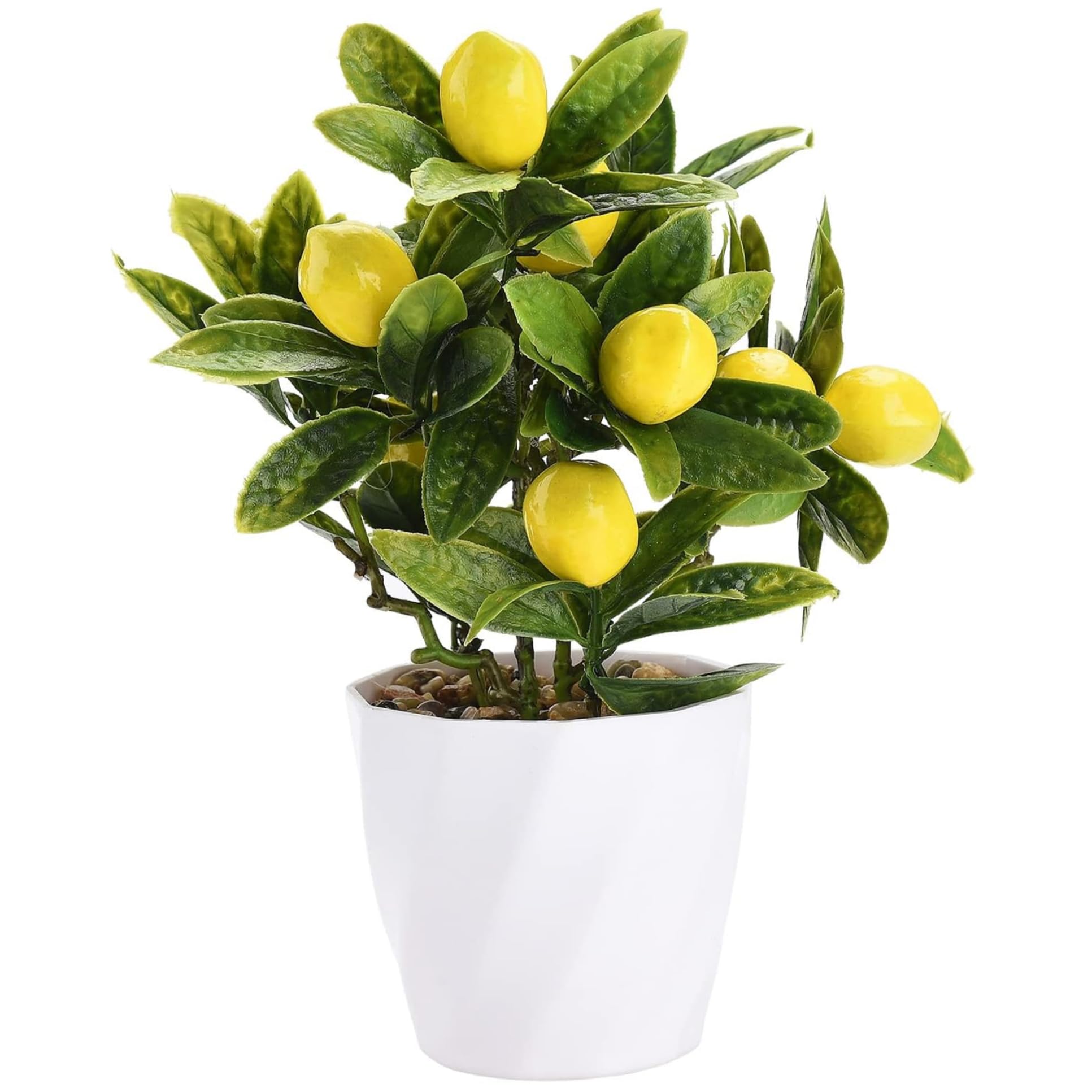 Hperu Artificial Potted Plants, 8.8 Inch Artificial Lemon Tree Potted Plants Lemons Fruit Bonsai Tree Decorations for Home Decor
