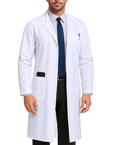 NY Threads Professional White Lab Coat for Men, Long Sleeve Medical Coat - X-Large (Pack of 1) - White