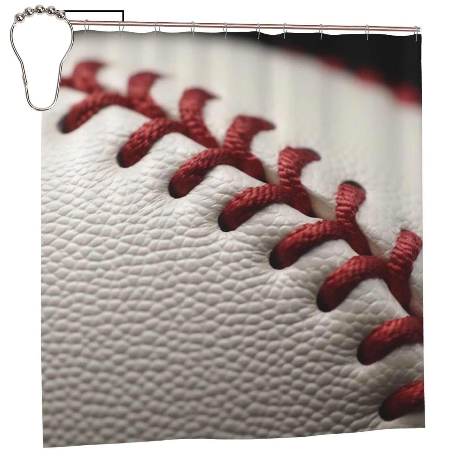 Rideaux de douche imperméables lavables en dentelle motif baseball