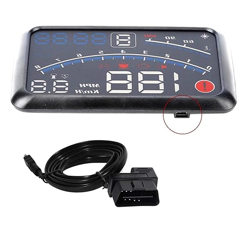 Miniatura 7 de Pantalla frontal HUD para coche, pantalla HUD OBD2 universal 5.5 pulgadas HUD pantalla navegación 4 MPH sobre velocidad de alarma velocímetro
