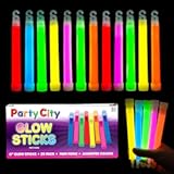 Party City Multicolor Glow Sticks Bulk Pack 6”- 25pk Glow in the Dark Sticks for Kids, Waterproof Camping Survival Ultra Bright Emergency Light Stick with String, Neon Glowsticks Party Supplies Favors
