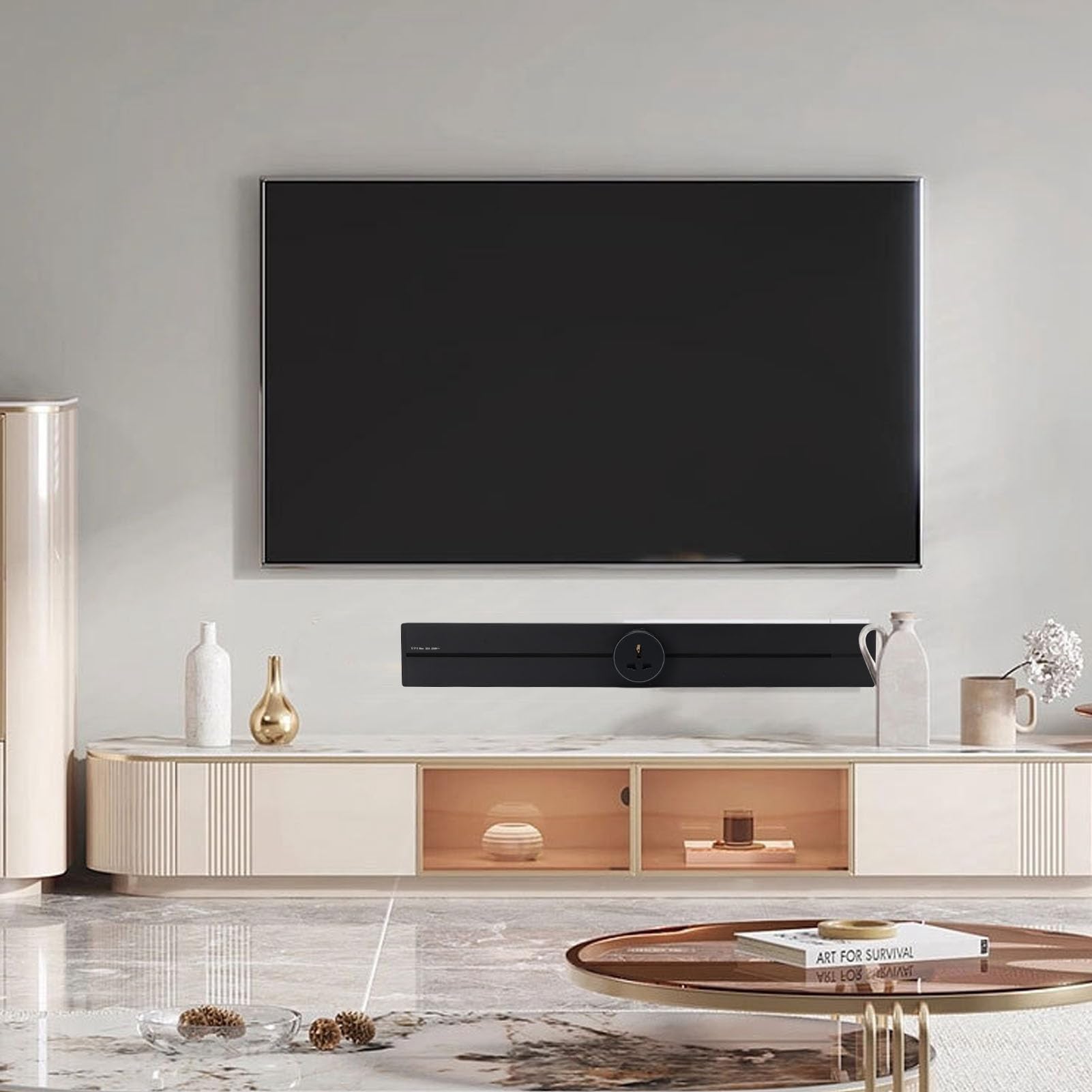 Generic Toma de Corriente de Carril de Pared Extraíble, 600mm, 32A, 8000W, Salidas LED para Sala de Estudio de Pared de TV (2 tomacorrientes universales 1 tomacorriente USB y)