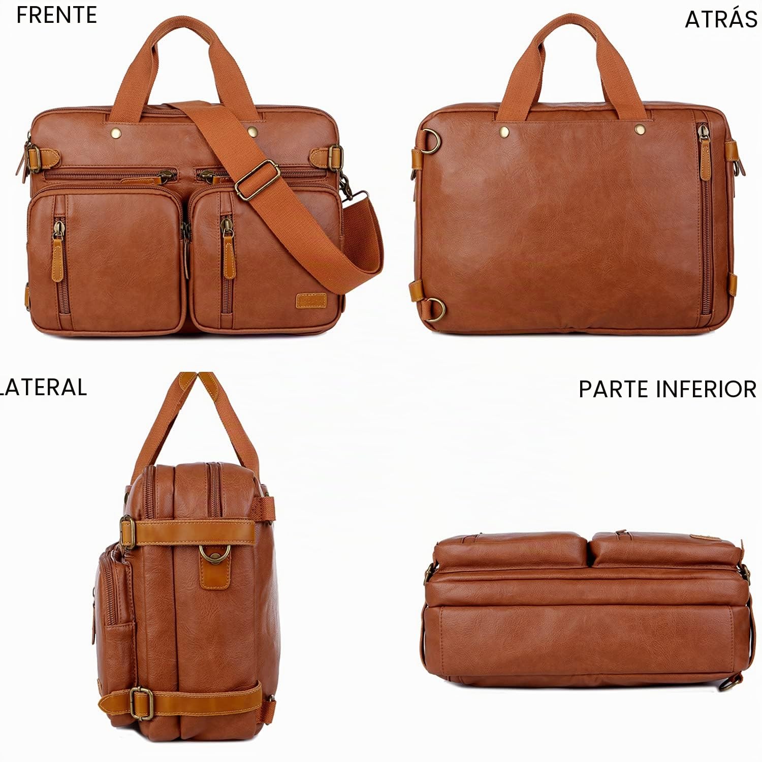 HB-22 - Maletín híbrido de piel sintética para hombre de 17 pulgadas, bolso de mensajero, bolso de negocios, multiusos, bolsa de trabajo para hombres