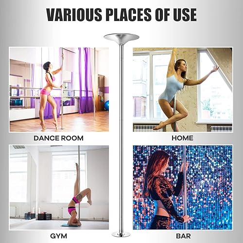 Miniatura 8 de Bastón de baile de silicona, poste de stripper extraíble, poste de stripper estático y giratorio de 360 grados, equipo de gimnasio para fitness en