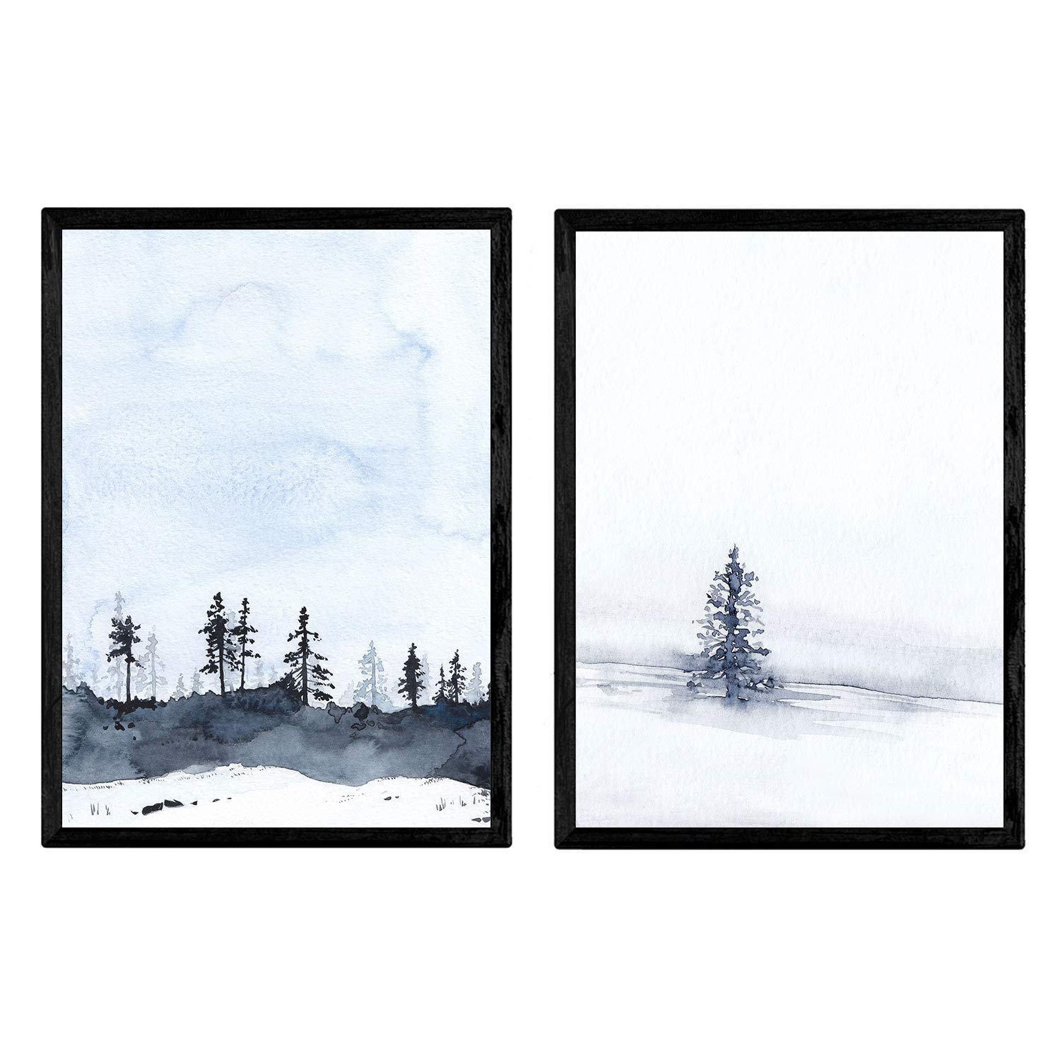 Nacnic Set two sheets Nordico, snow landscape. EnmarcarTamaño Nordic style sheets for A3