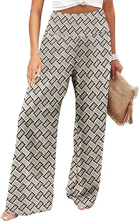 JZC Women's Palazzo Lounge Pants Stretchy Wide Leg Casual Pants Comfy High Waist Flowy Pants S-3XL