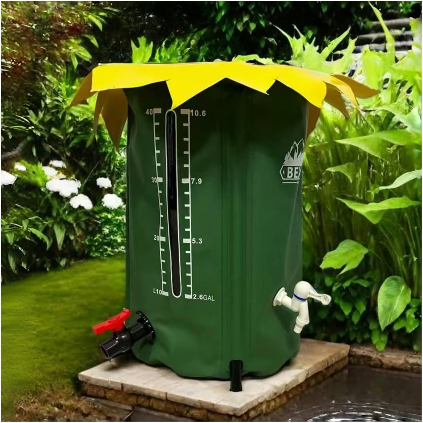 Aimery Rain Water Collection Barrel, Portable Foldable Rainwater Collection System with Spigot Water Storage Container & Top Mesh,Water Container with Filter Overflow Kit Faucet(13 Gallon)