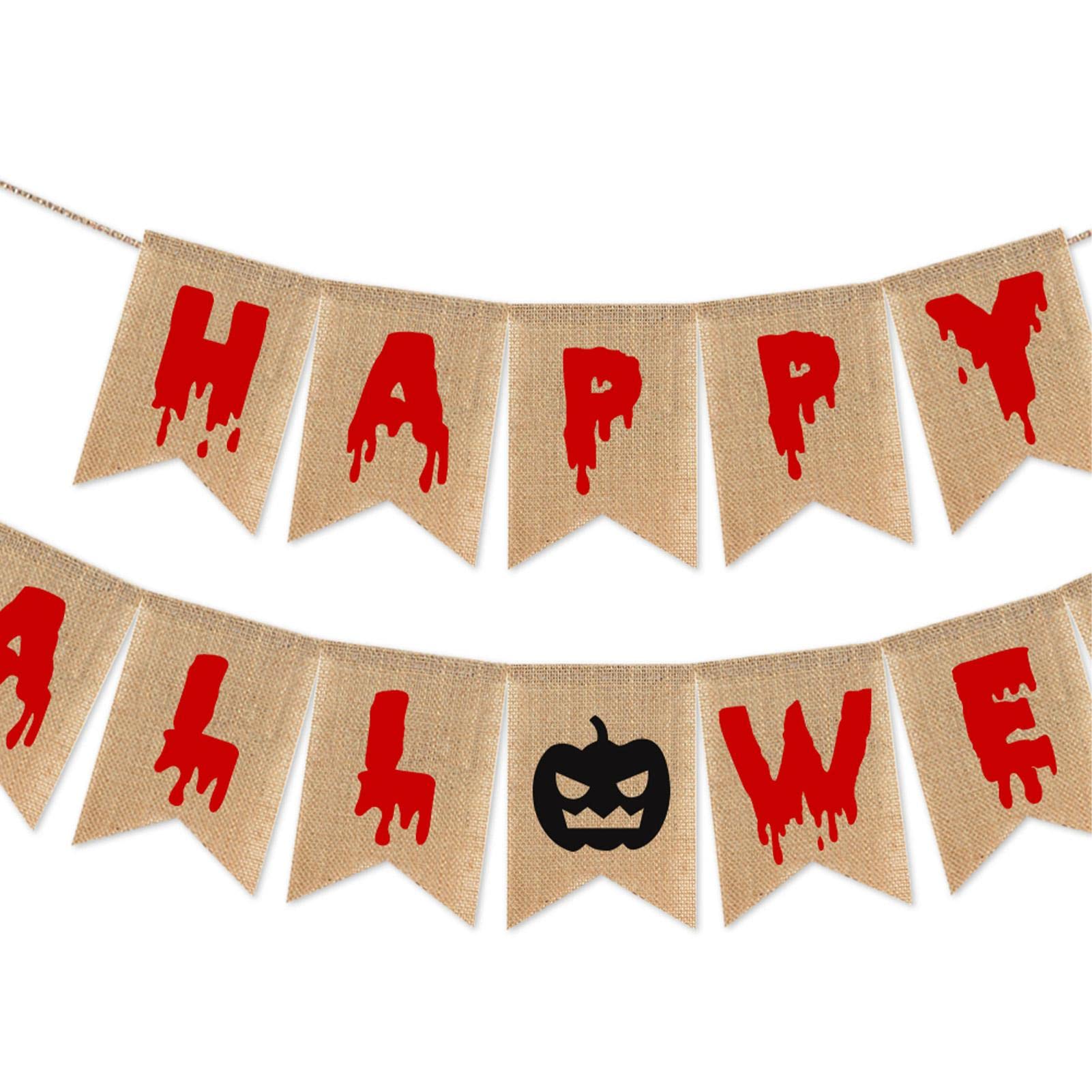 Banner di Tela di Halloween - Banner di Ghirlanda per Feste di Halloween con Strega di Zucca, Ghirlanda di striscioni rustici da Appendere per Decorazioni per Feste in Fattoria di Halloween