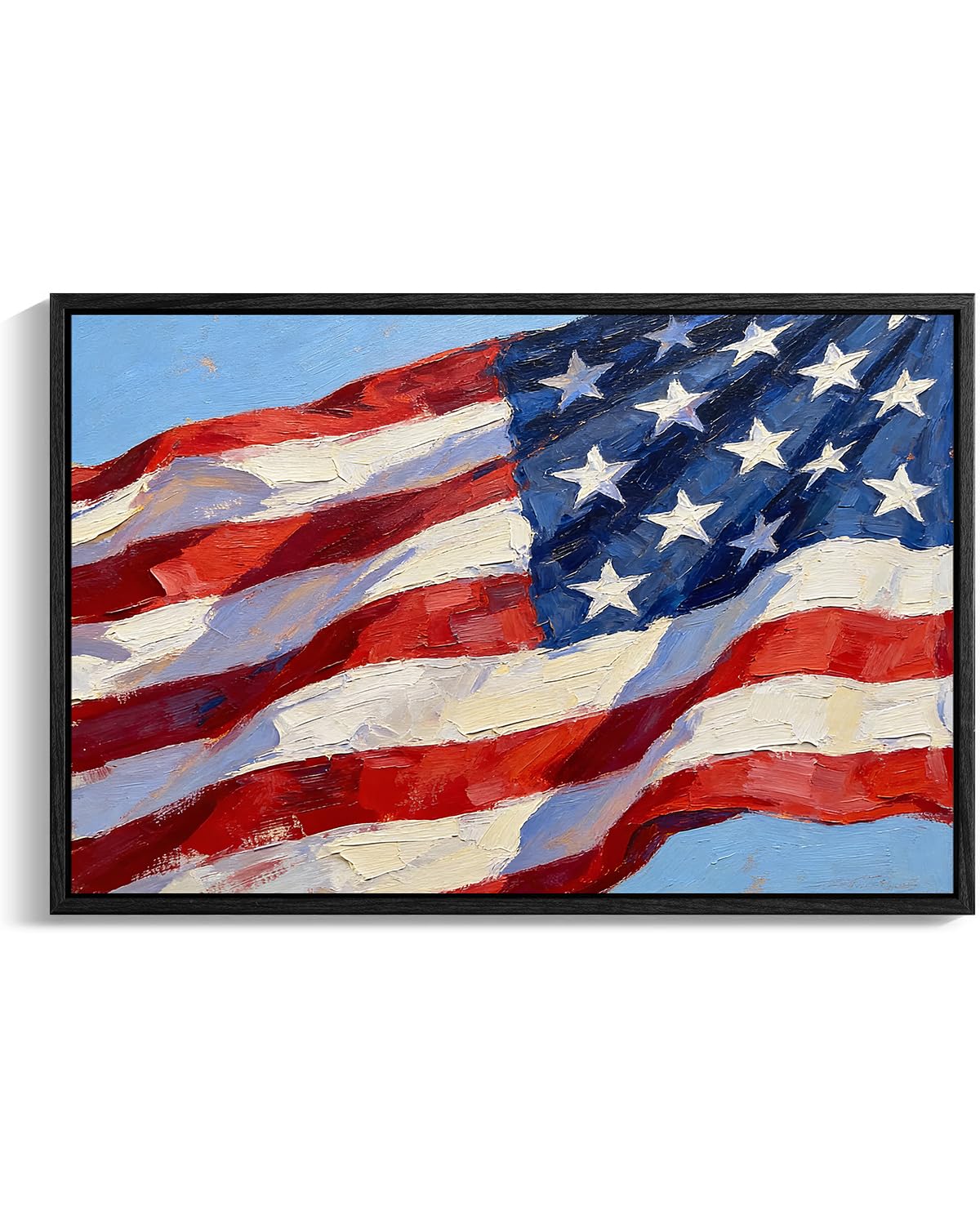 American Flag Framed Canvas Wall Art, 4th of July Canvas Prints