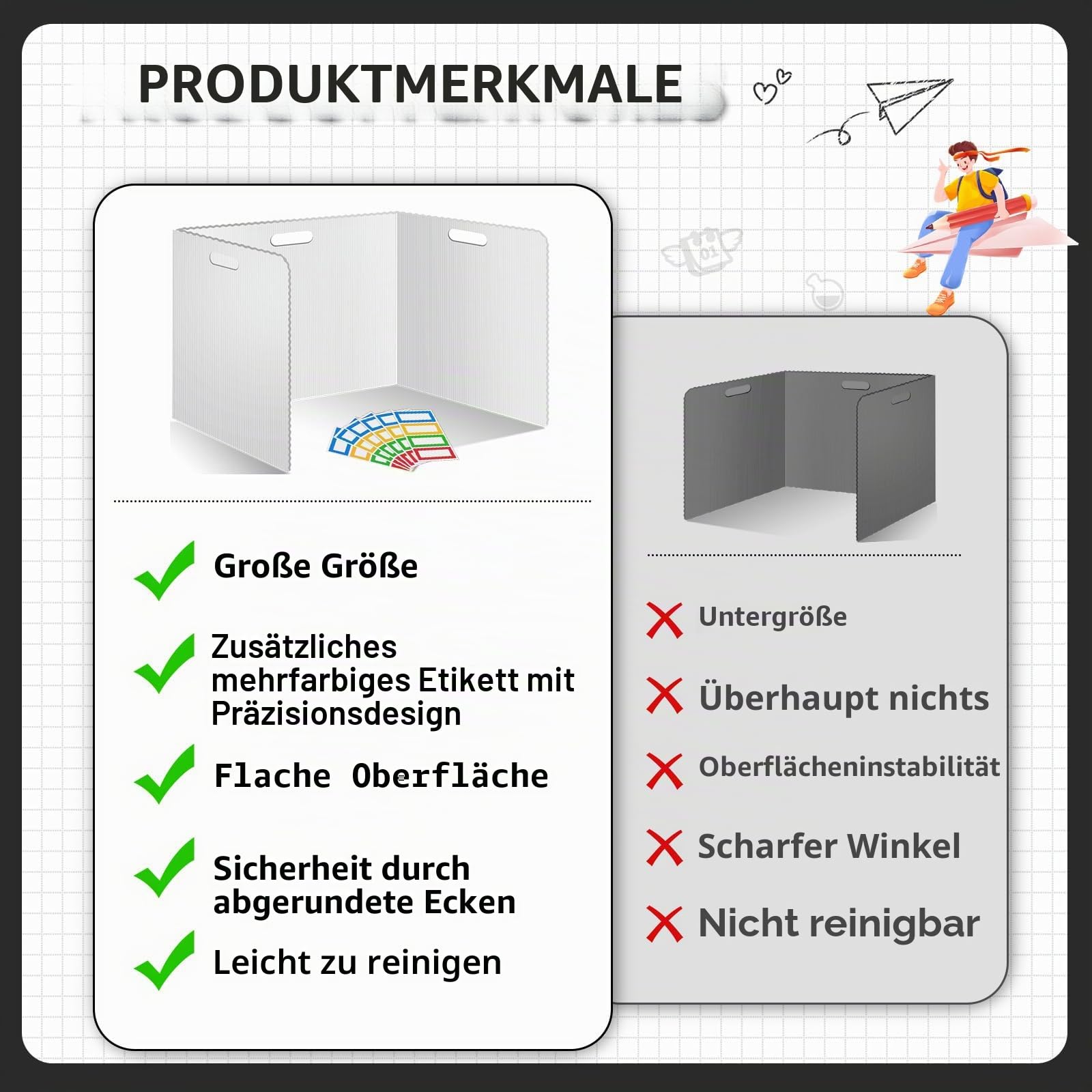 Schreibtisch-Trennwände für Studenten, Kunststoff, langlebig und wasserdicht, Sichtschutz, Test-Trennwände, 30 Stück, Weiß, 30 Stück