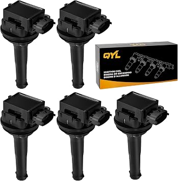QYL Set of 5 Ignition Coils Pack Replacement for Volvo V70 C70 S60 S70 XC70 XC90 L5 2.3L 2.4L 2.5L C1258 UF341 UF-341