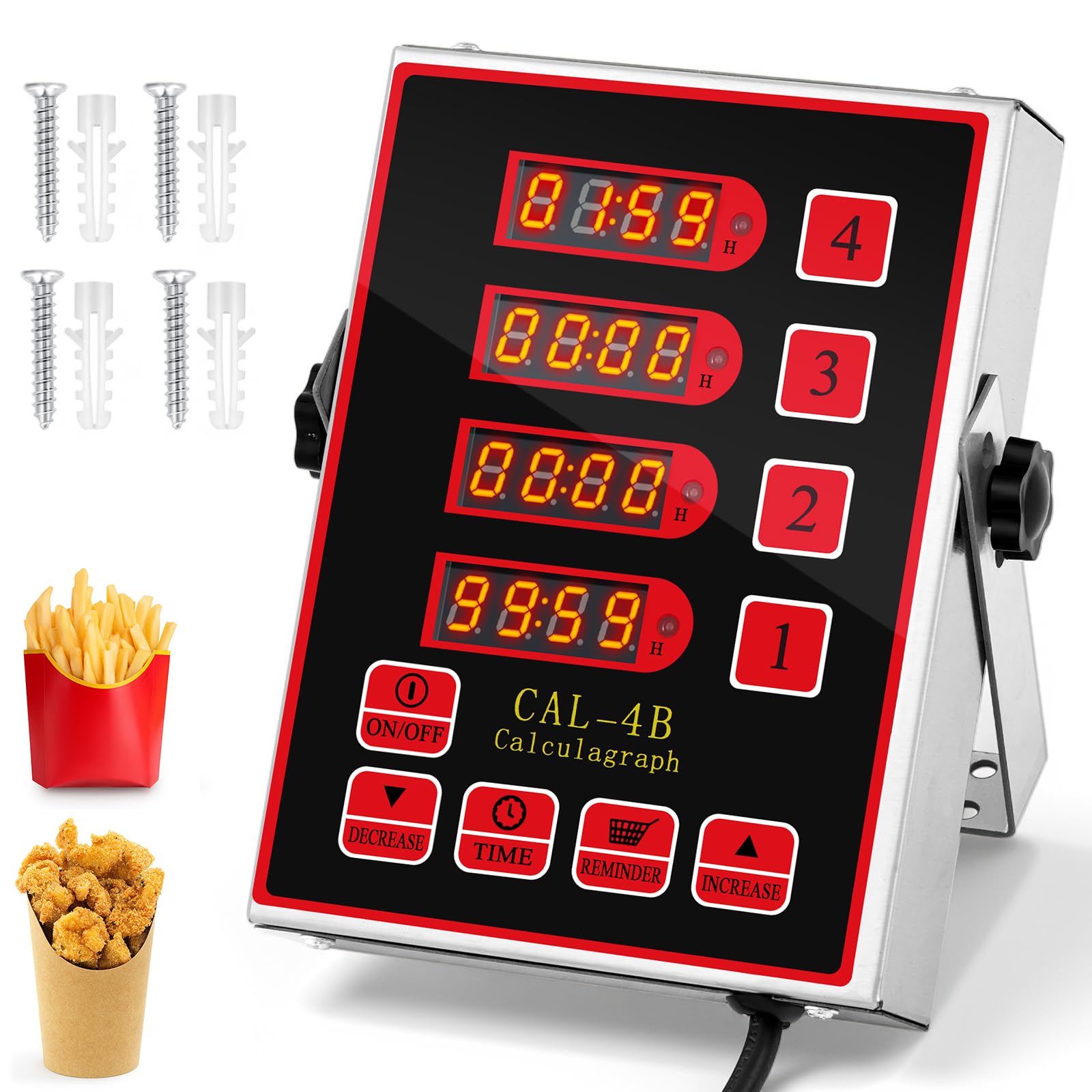 Relaxweex 1 temporizador digital de cocina de 4 canales, temporizador de cocina comercial con alarma fuerte, pantalla LCD grande, para restaurantes, hornear, laboratorios, múltiples temporizadores de