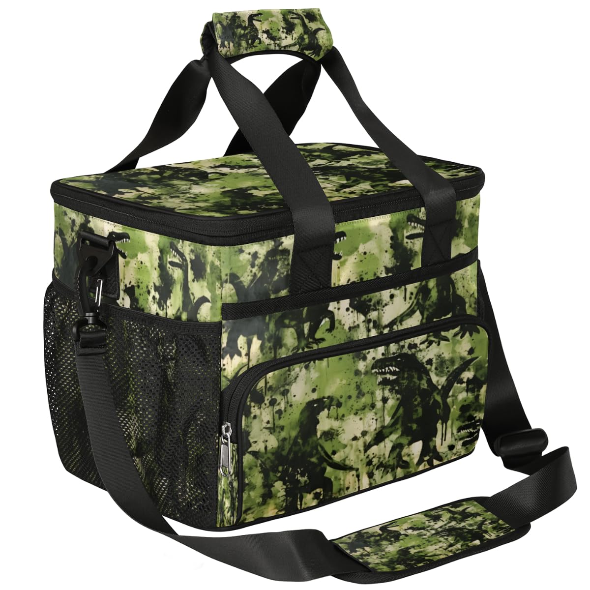 Dinosaur Insulated Picnic Backpack Lunch Box for Women Men Picnic Basket Tote Lunch Bag Picnic Bag Portable Lunch Bags for Picnic, Beach, Work, Trip,Office, Camp Camouflage Dinosaur