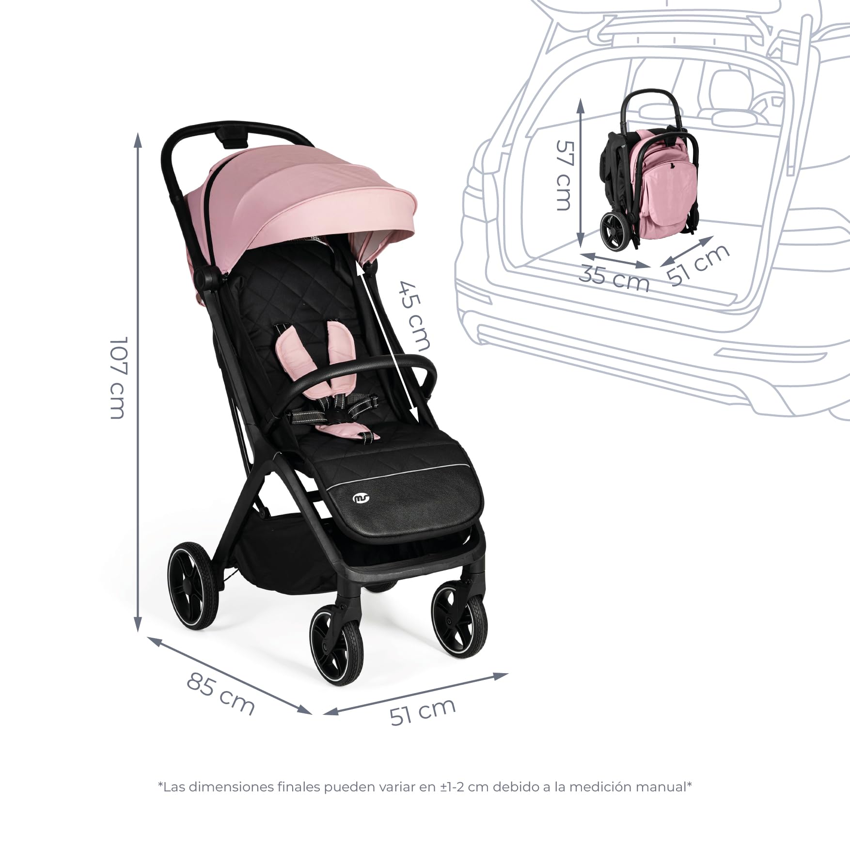 MS BabyWorld – iWalk Autofolding – Silla de paseo ligera 0-48 meses (22 kg) | Plegado automático | Amortiguadores | Capota XXL | Ruedas grandes | Reclinación total