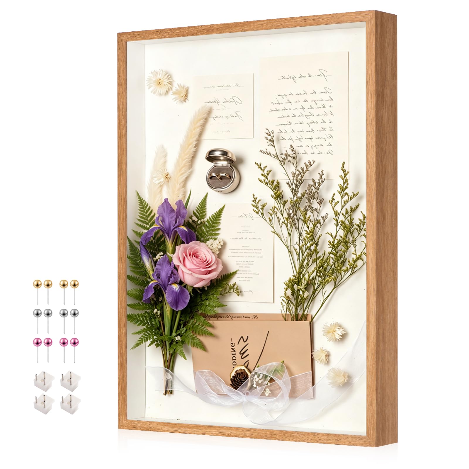 MGLIFEUL 16x24 Inch Large Shadow Box Frame Thickened Acrylic Panel & Pins