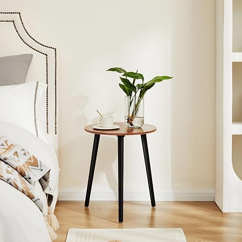 Miniatura 58 de Apicizon Mesa auxiliar redonda, mesa auxiliar blanca para dormitorio, sala de estar, espacios pequeños, mesitas de noche de fácil montaje con patas