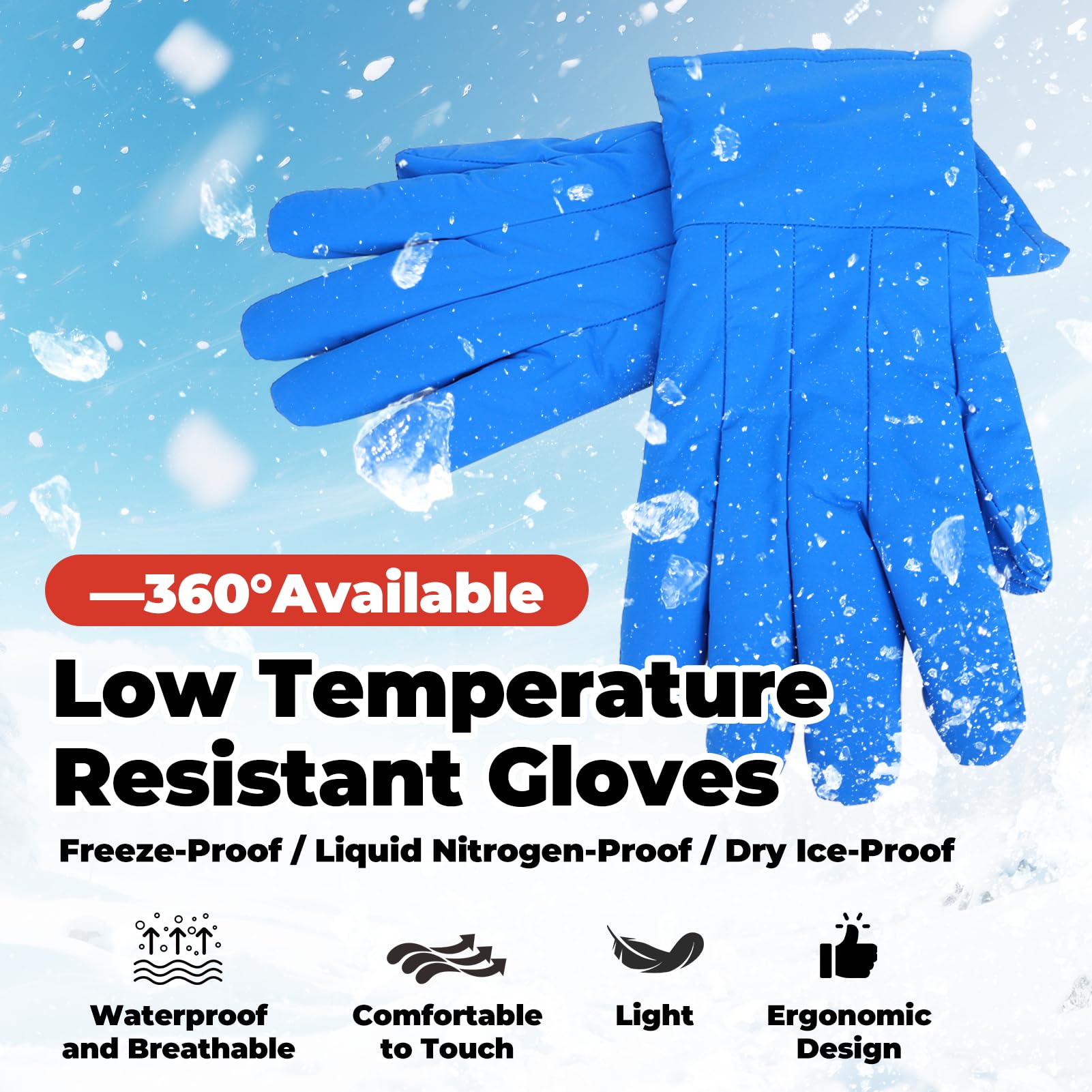Guanti caldi per basse temperature da -200 ℃ a -360 ℃ Protezione dal freddo Protezione da azoto liquido Maniche lunghe Indossare le mani Guanti di sicurezza per refrigerazione