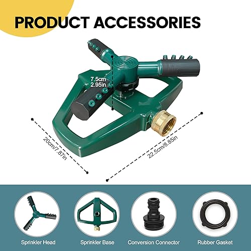 Miniatura 6 de Aspersor para patio, rociador giratorio de jardín para cobertura de área grande, rociadores de césped y patio