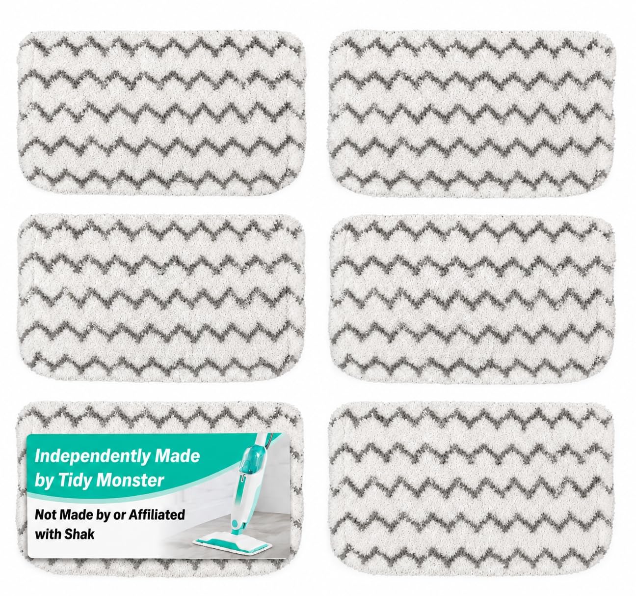 Tidy Monster Steam Mop Replacement Pads Compatible with S1000 Series 6 Pack