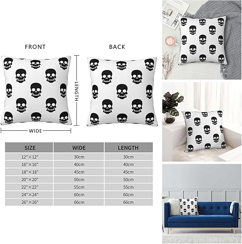 Miniatura 5 de YIPOCH Fundas de almohada de calavera negra de 26 x 26 pulgadas, fundas de cojín decorativas para sofá, fundas de almohada para cojines de sala,