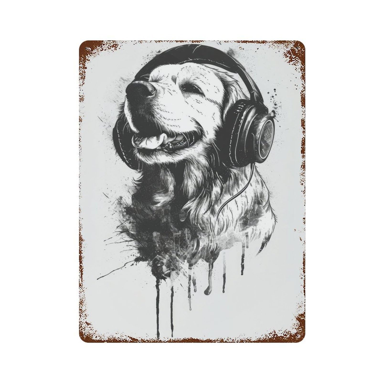 Deejay Golden Retriever Weathered Tin Sign 15.7"x11.8", Novelty Wall Decor for Garage, Pub Or Kitchen