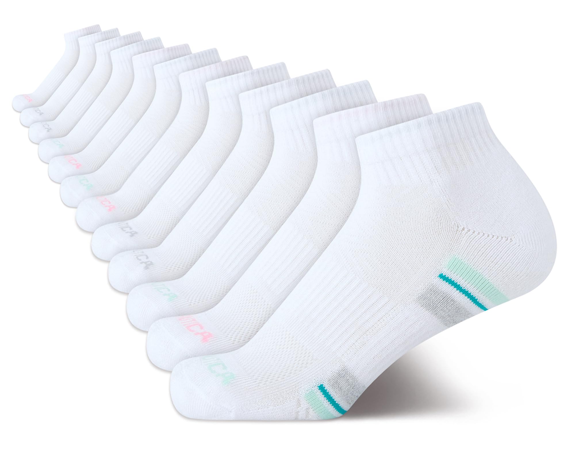 Nautica Womens Quarter Socks Cushioned Moisture Wicking Socks, 12 Pack
