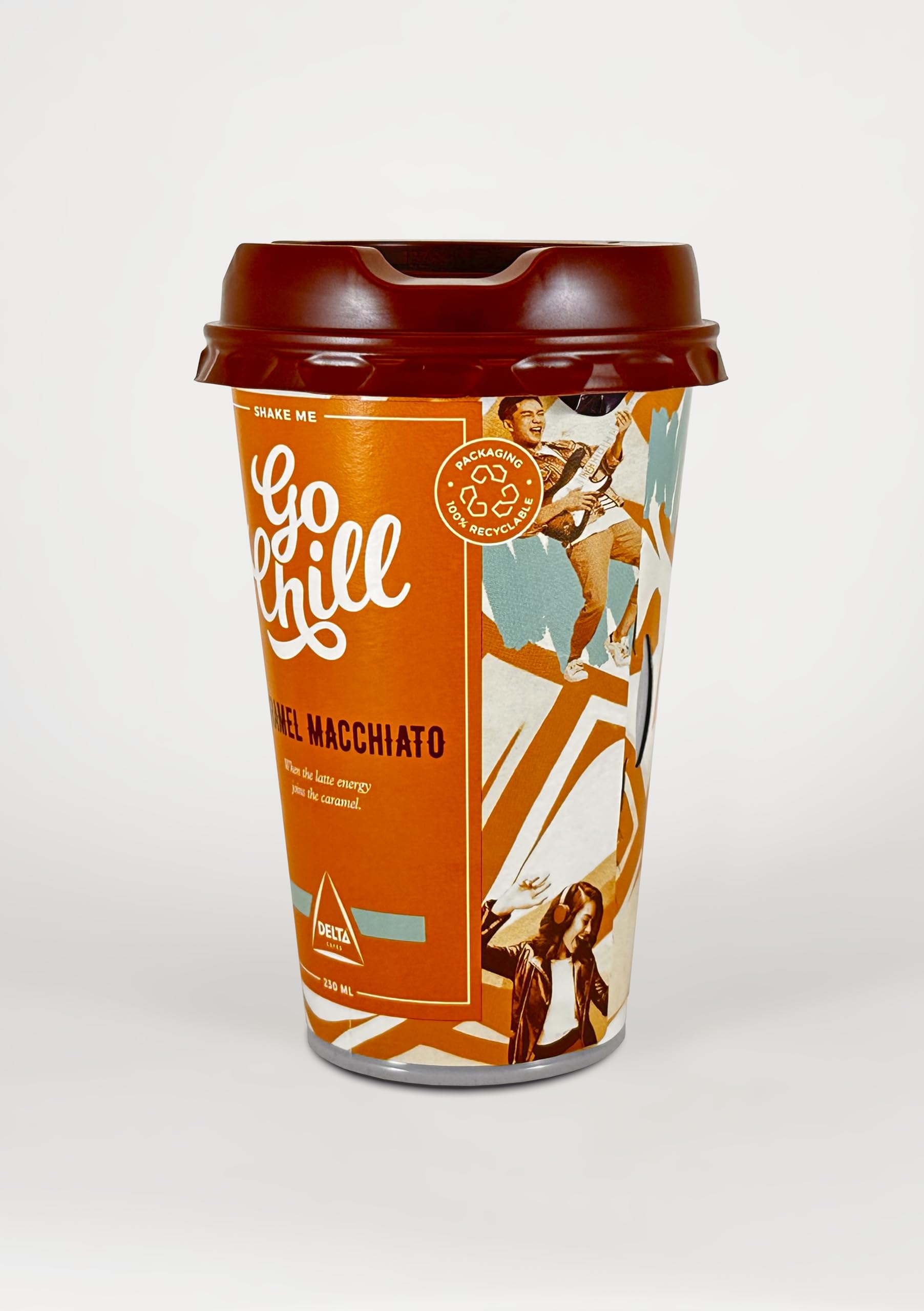 Go Chill - Bebida de Café Lista para Beber - Sabor Caramelo Machiatto - Lista para Llevar - Elaborada a Base de Café y Leche - 230 ml
