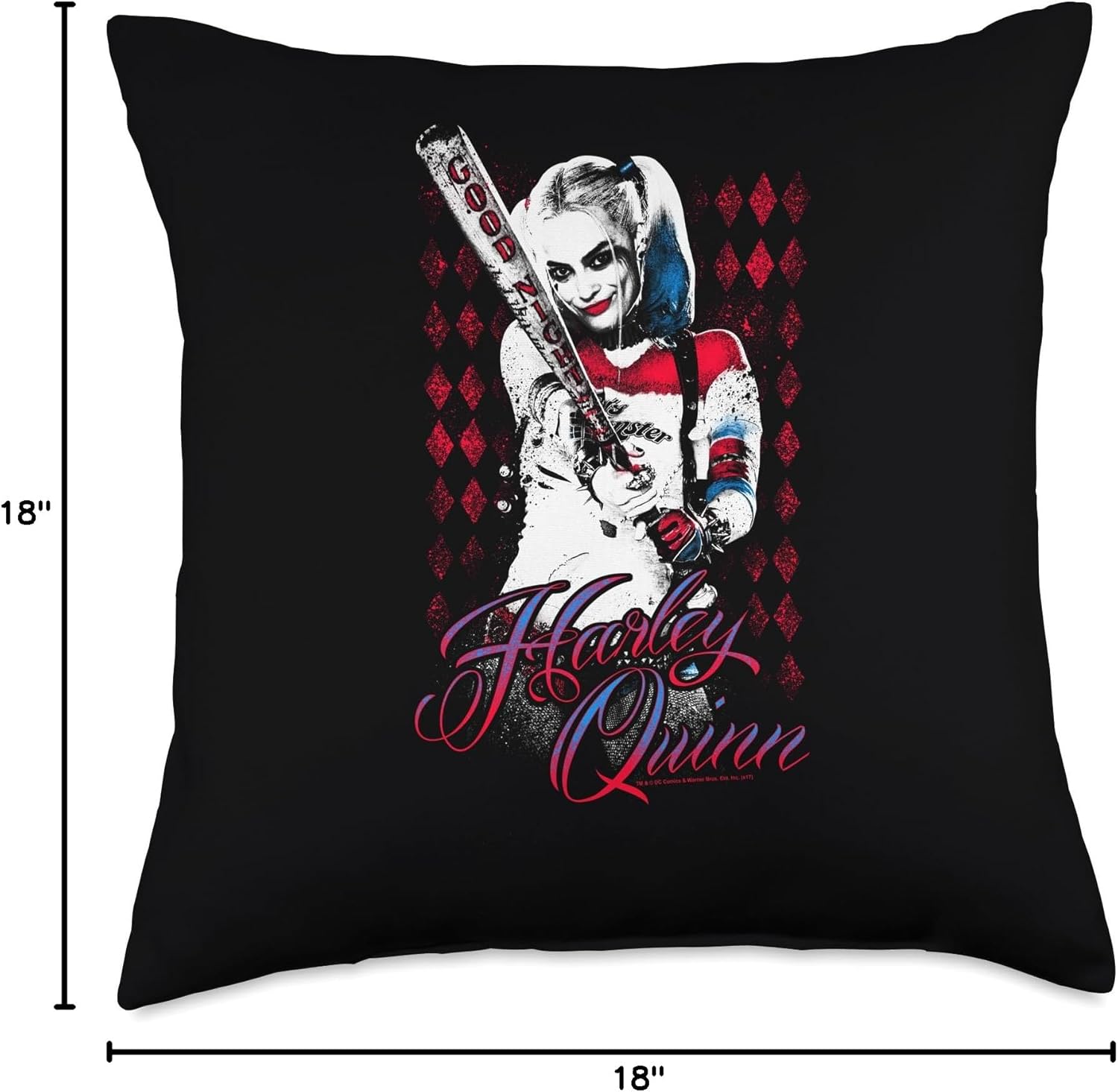 Suicide Squad Harley Quinn Bat Throw Pillow