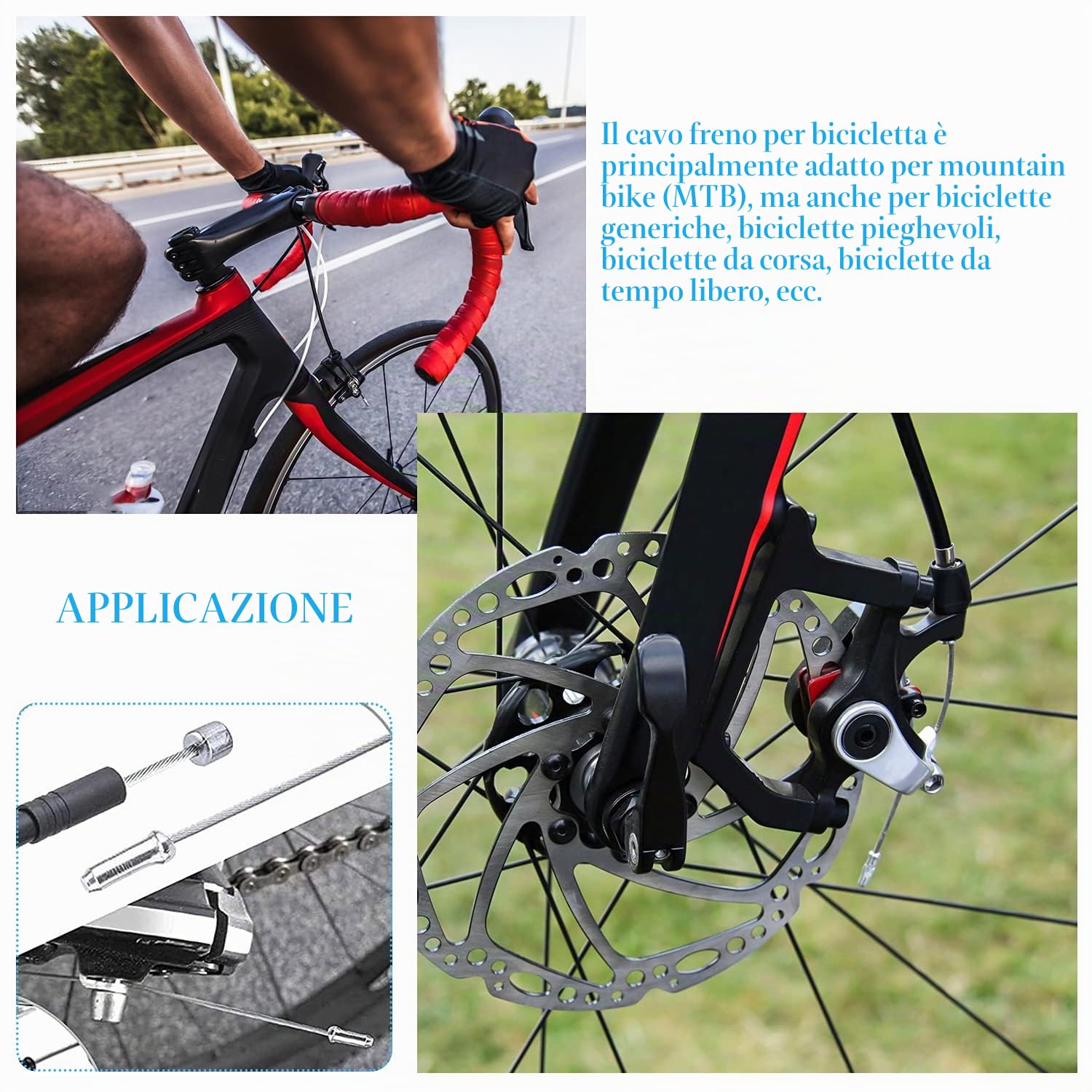 GIAK Cavo Freno Bici Kit Universale Cavi Cambio Bici cavo cambio Guaina freno bici Filo Freno Bici per MTB Montagna e Bicicletta da Strada (Bianco)