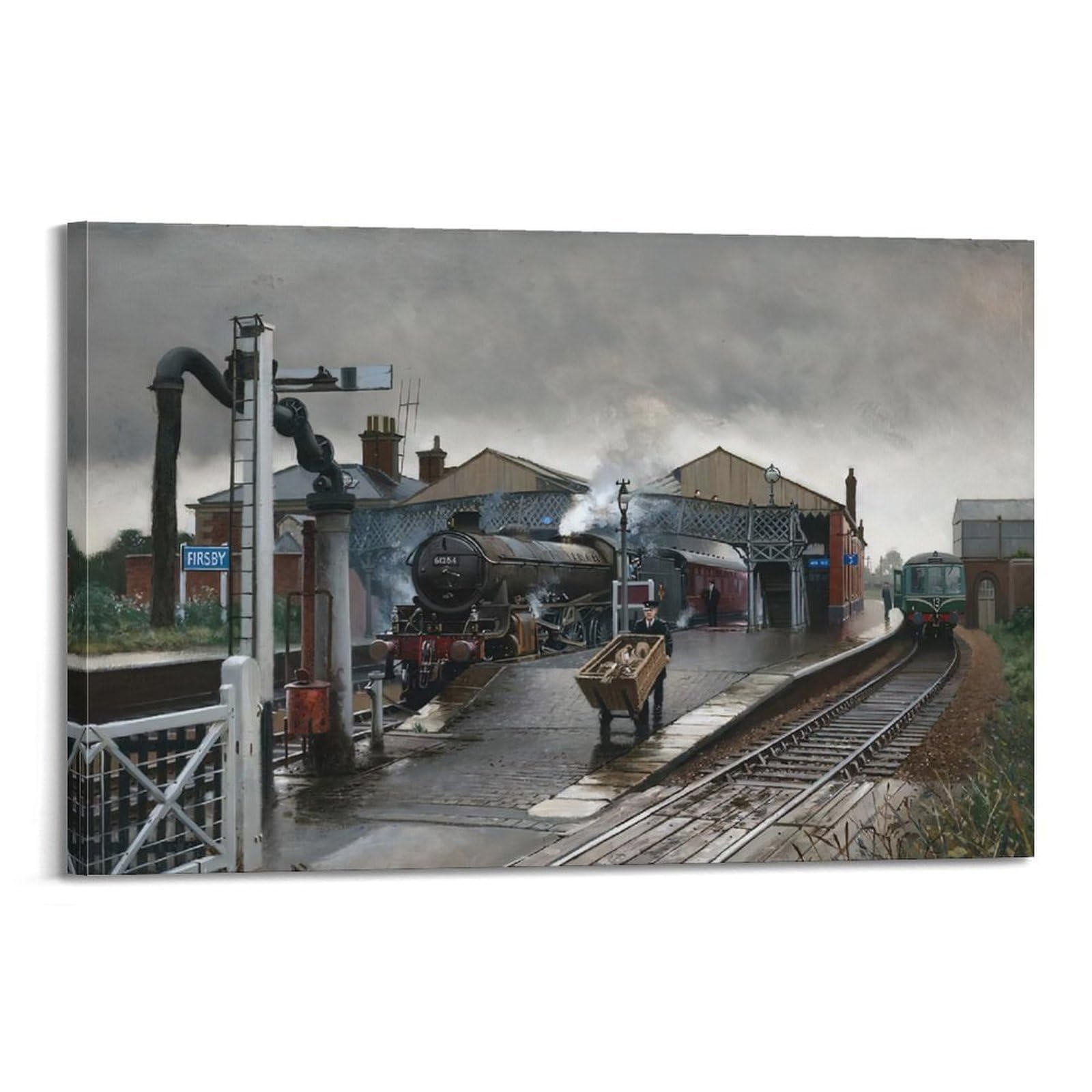 HUIYHB Vintage Steam Train Poster Crossing Poster Decorative Painting Canvas Wall Posters And Art Picture Print Modern Family Bedroom Decor Posters 16x24inch(40x60cm)