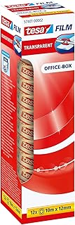 tesa Przezroczysta folia – przezroczysta taśma klejąca o dużej przyczepności – odporna na starzenie i rozerwanie – 10 m x 12 mm – opakowanie 12 sztuk