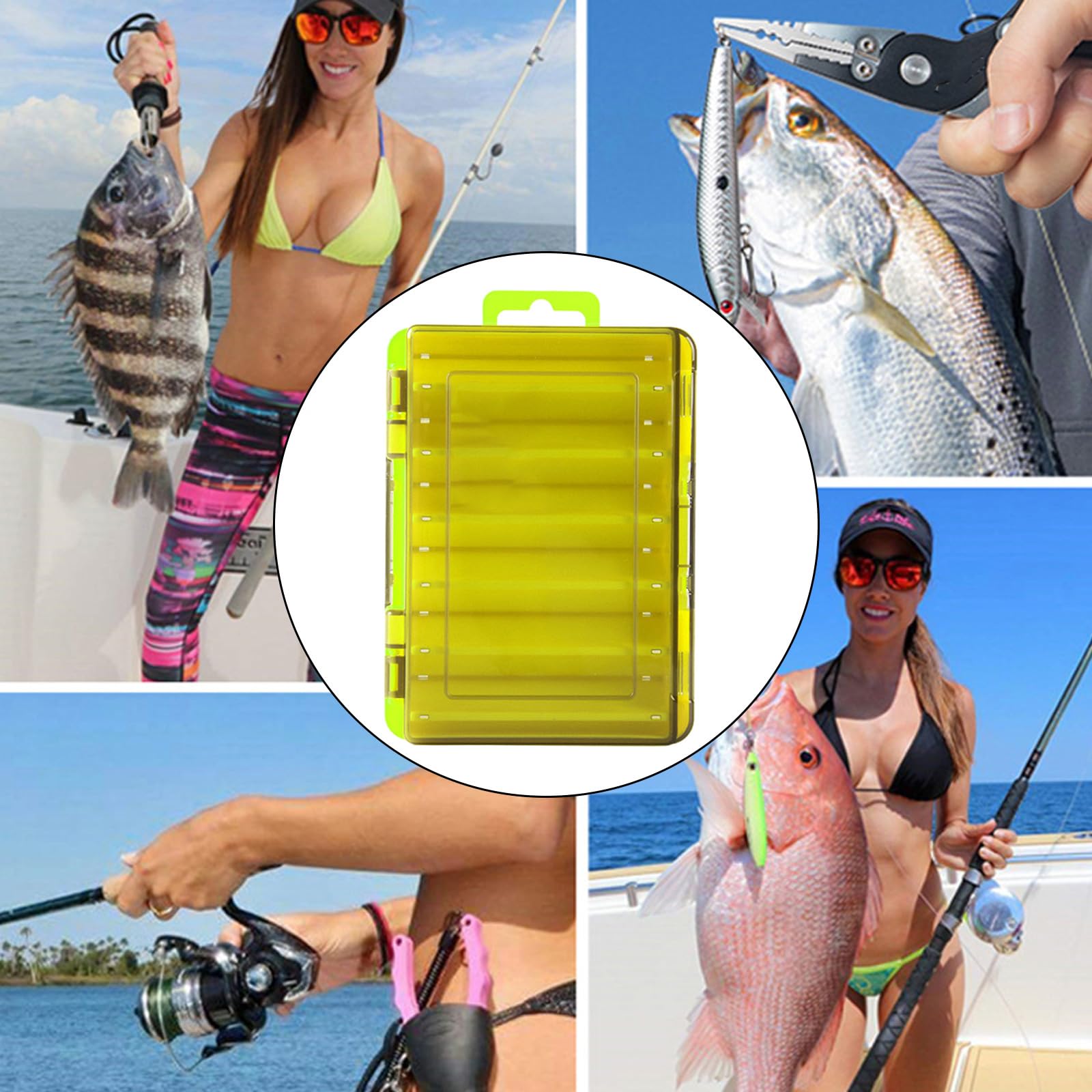 WEISUYUUS Fishing Lures Box Outdoor Fishing Tool Box Portable Tackle Case Organizers Double Sided Lures Hook Organizers Enduring