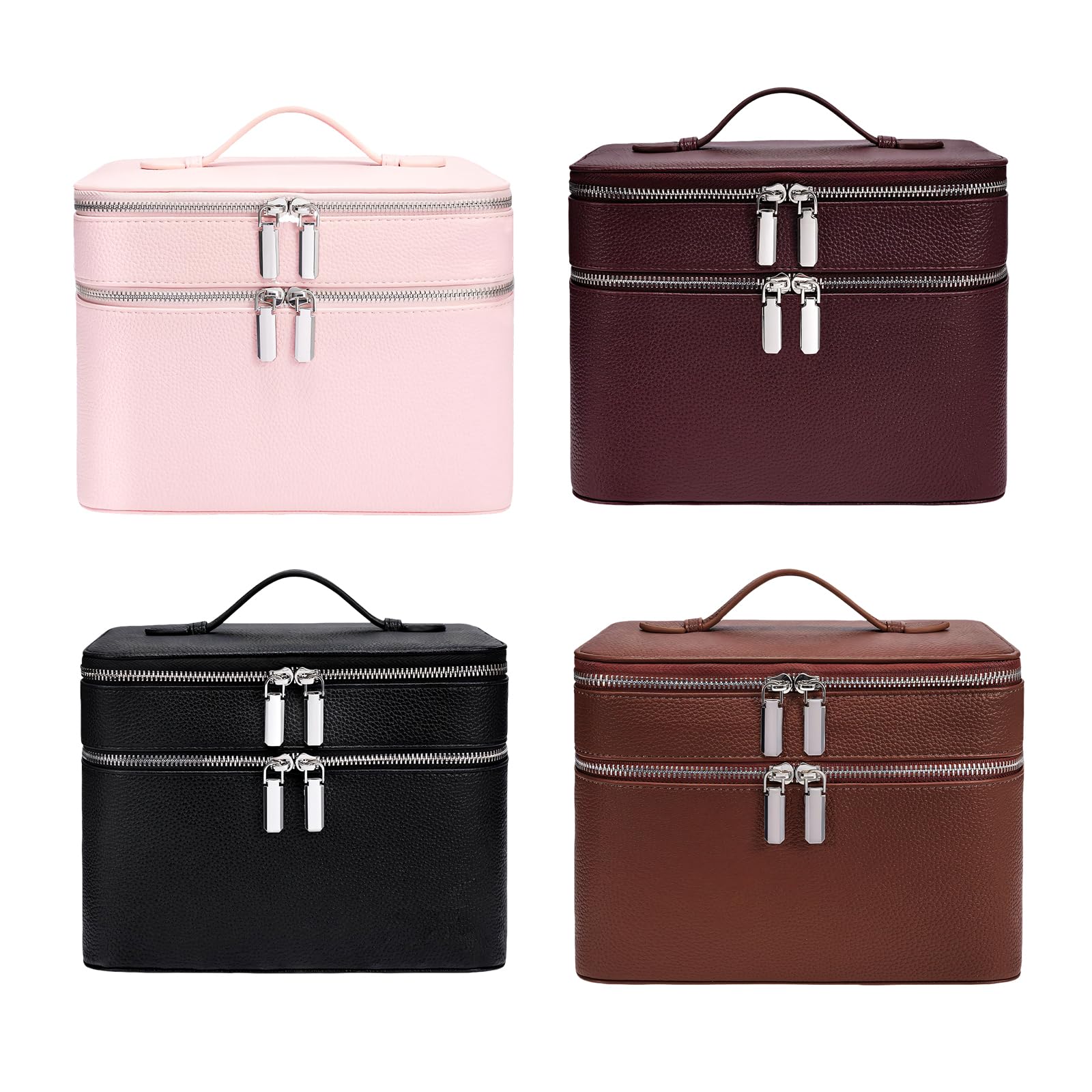 Estuche para cosméticos de PU de Calidad Que Proporciona un Amplio Espacio para Todos Sus Accesorios de Belleza Durante los Viajes Estuche para cosméticos con Soporte para brochas