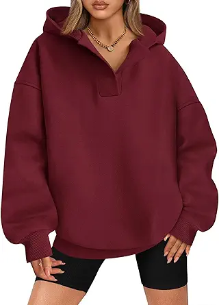 BTFBM Women's Oversized Hoodies Casual Fleece Long Sleeve V Neck Sweatshirts 2025 Trendy Fall Outfits Winter Clothes