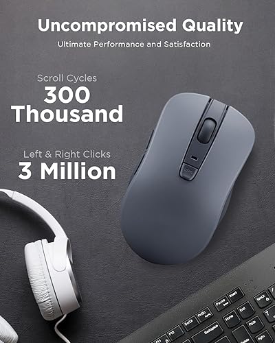 Miniatura 3 de Lenovo Mouse silencioso Bluetooth (WL300) - Mouse de computadora de 5 botones con clic silencioso izquierdo y derecho - Agarre esculpido, par