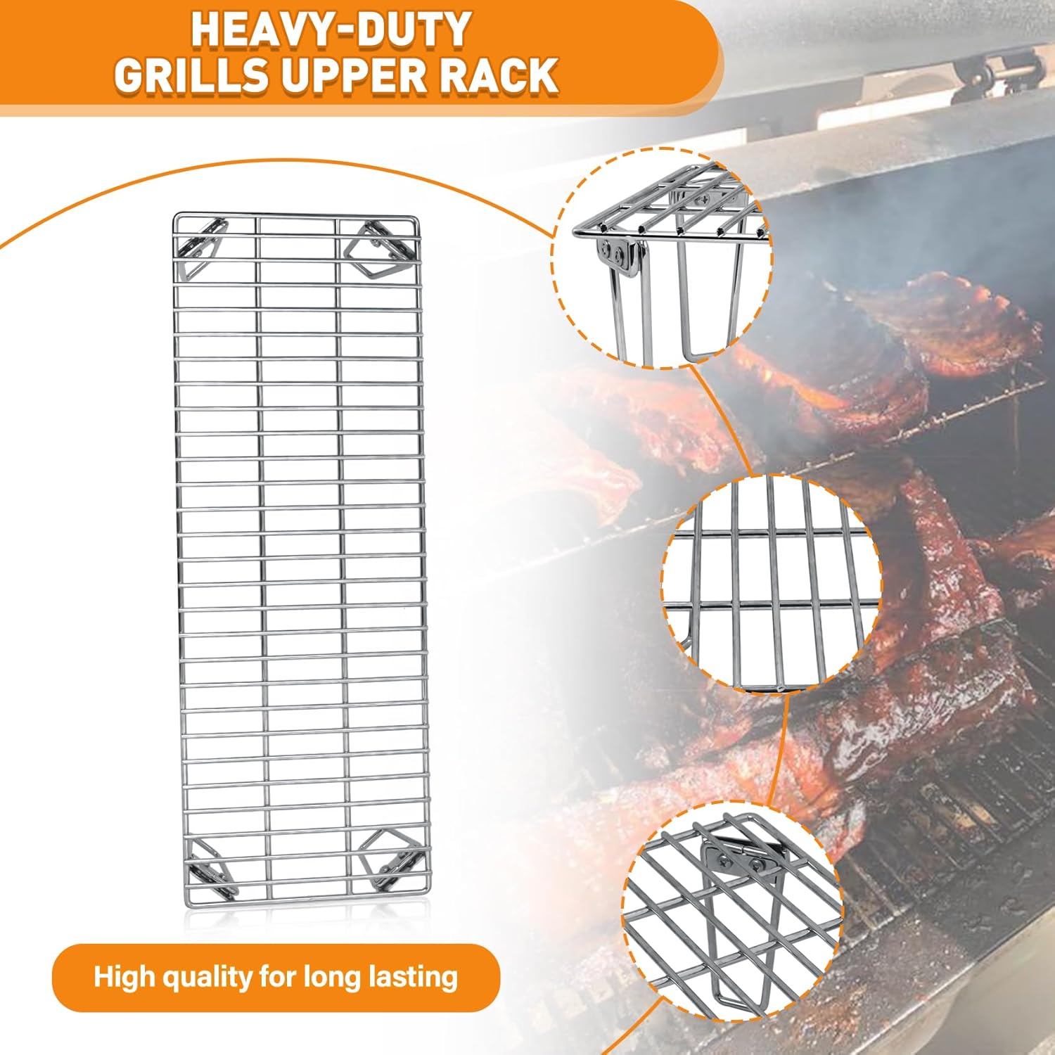 Grills Upper Rack for Green Mountain Daniel Boone Choice & Prime Grill Models, Heavy-Duty Stainless Steel Grill Warming Rack Accessories, GMG-6008 Replacement Parts for GMG Ledge Pellet Grill
