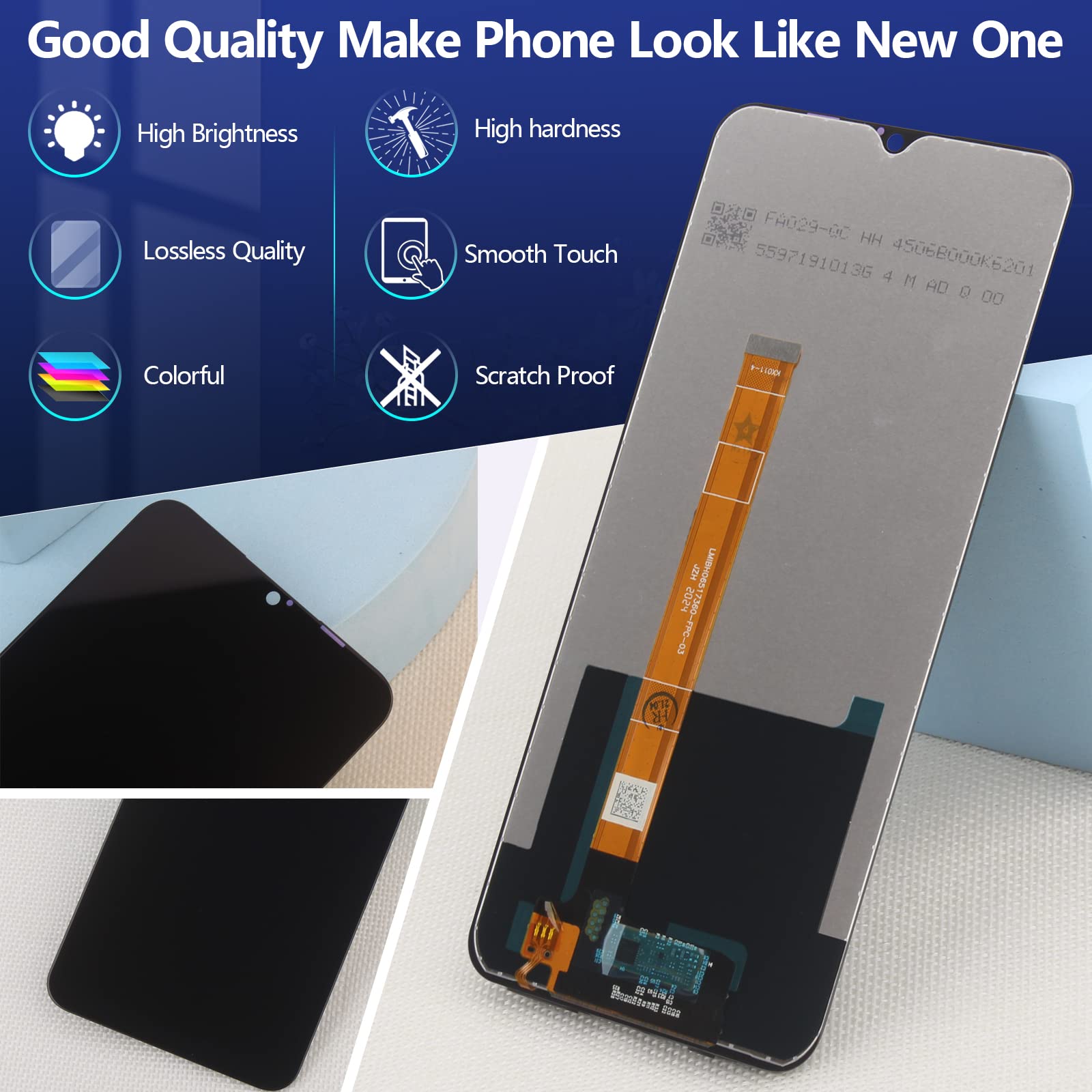 RongZy Display for Oppo A15/A15s CPH2185 CPH2179 LCD Screen Replacement Touch Display Digitizer Assembly for Oppo A15/A15s CPH2185 CPH2179 with Kit(Black) - Image 3