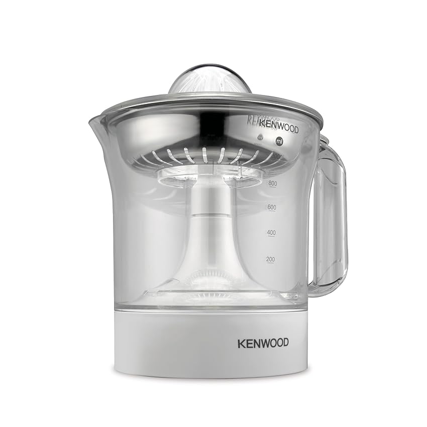 Immagine del prodotto Kenwood JE290A Spremiagrumi elettrico, rotazione a destra e sinistra, base antiscivolo, vano portacavo, capacità caraffa 1L con misuratore graduato, pratico beccuccio, compatto, 40w, Bianco