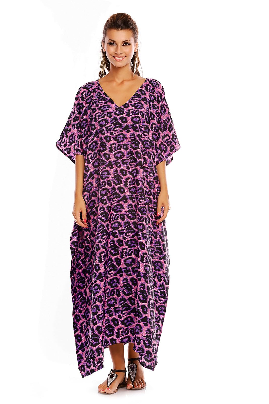 Looking Glam New Ladies Oversized Maxi Kimono Kaftan Tunic Kaftan Dress Free Size