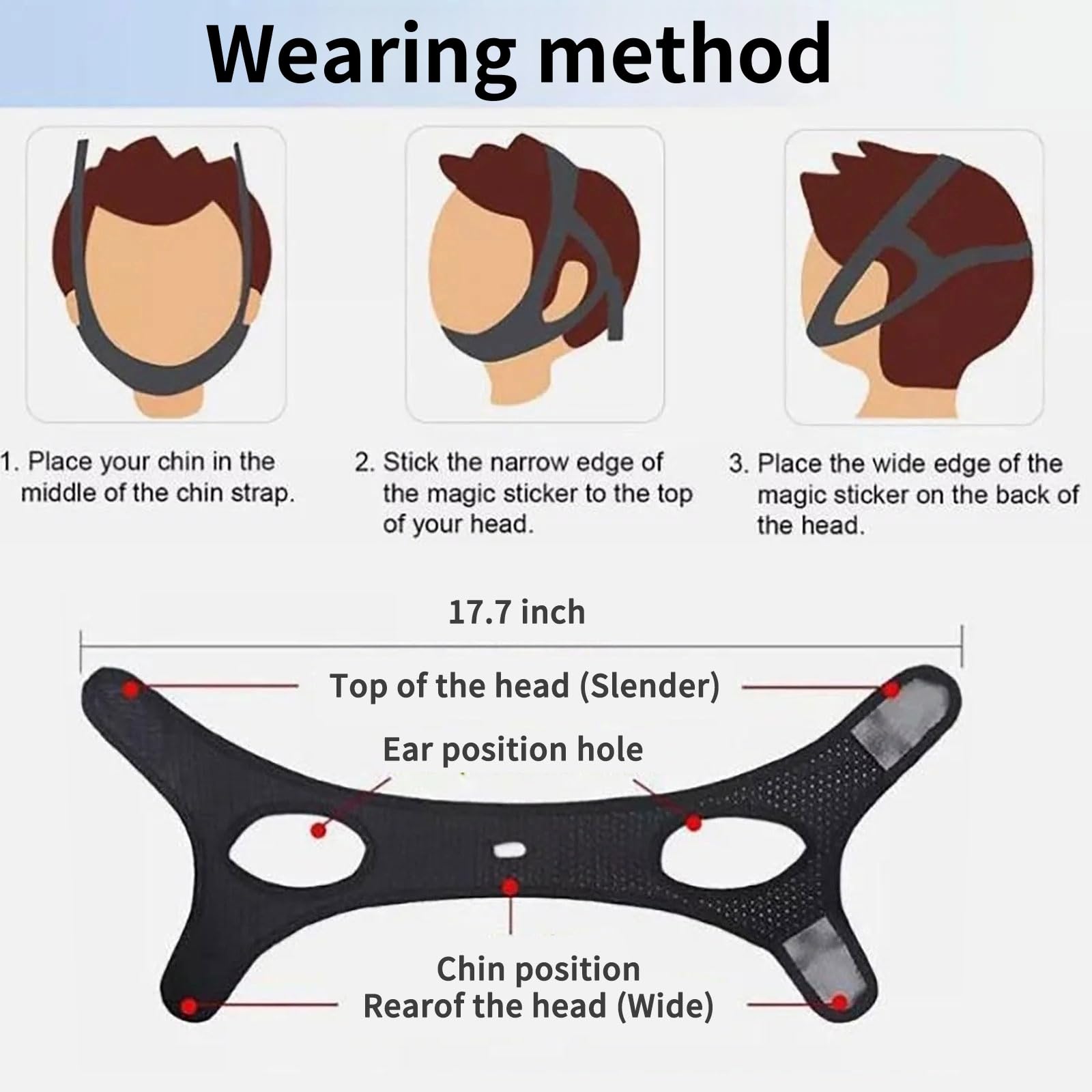 Anti Snoring Chin Strap for Sleeping, Adjustable Anti Snore Devices for Men Women, Suitable solution for stopping snoring,Black — view 7