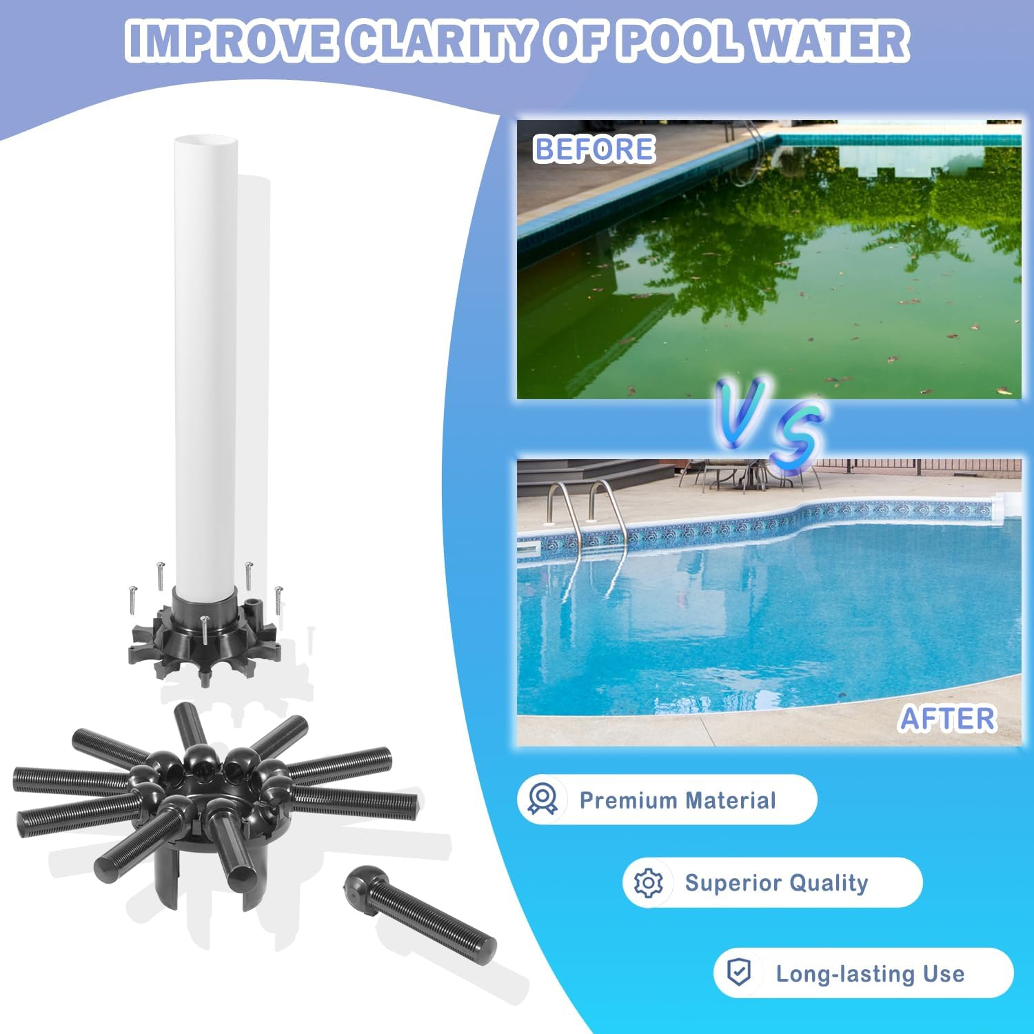 Bonbo SX180DA Lateral Assembly with Center Pipe Replacement for Hayward Sand Filter Compatible with Pro Sand Filter Series S180T, S210T, S220T etc